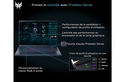 PC portable Acer Gaming Predator Helios Neo 16 AI PHN16-73-97E2 écran LCD 16″ 240 Hz WQXGA Intel® Core™ Ultra 9 32 Go RAM 1 To SSD Nvidia GeForce RTX 5070 Ti Noir